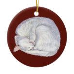 Sleeping Treasure White cat painting art ornaments