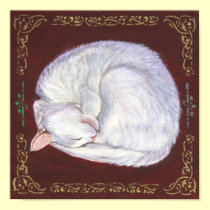 Sleeping Treasure White Cat with No Border posters