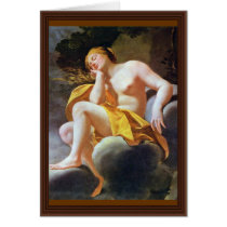Sleeping Venus On Clouds By Vouet Simon Greeting Cards