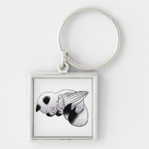 Sleeping Winged White Fox Keychain