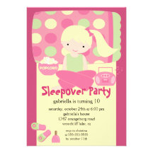Sleepover Birthday Party Custom Invites