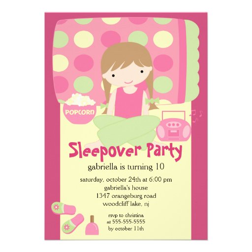 Sleepover Birthday Party Inviation Custom Invites (front side)