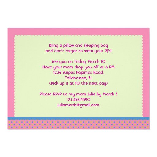 Sleepover Birthday Party Invitation