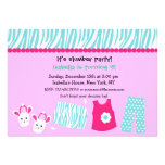 Sleepover Zebra Print Birthday Party Invitations