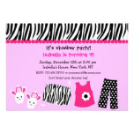 Sleepover Zebra Print Birthday Party Invitations