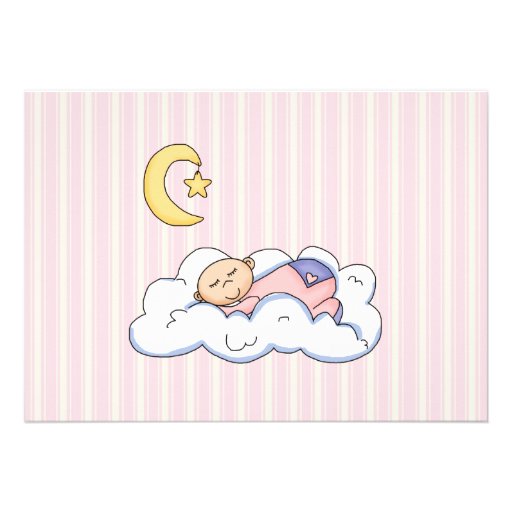 Sleepy Baby Girl Sprinkle Shower Invitation