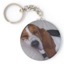 Sleepy Basset Hound Keychains