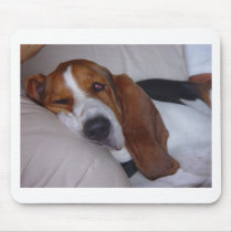 Sleepy Basset Hound Mouse Pads