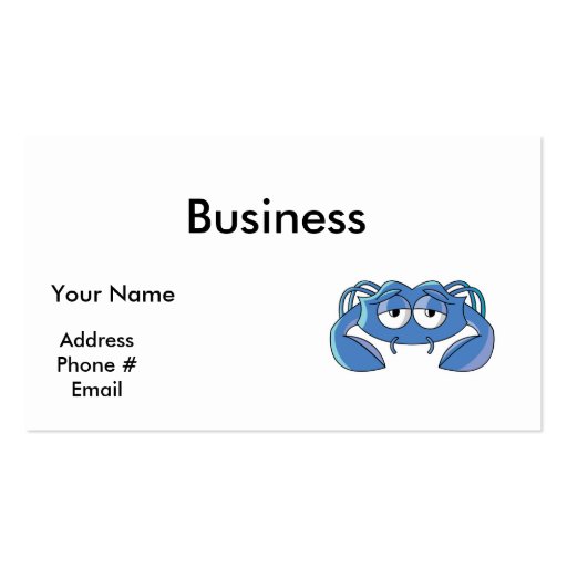 sleepy blue crab business card template (front side)