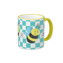 Sleepy Cartoon Bumblebee Coffee Mugs
