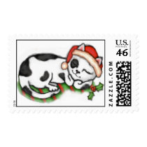 Sleepy Christmas Cat Stamp