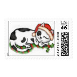 Sleepy Christmas Cat Stamp