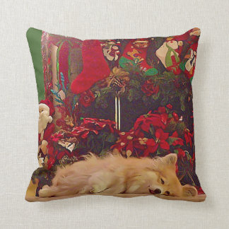 corgi christmas pillow