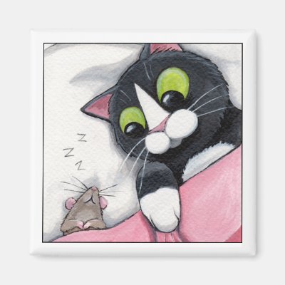 Sleepy Companion - Cat Magnet