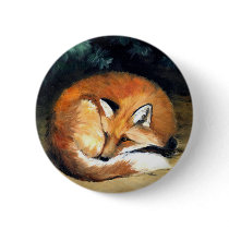 "Sleepy Fox" Animal art Button by CharlottesWebArt "Sleepy Fox" Animal art Button