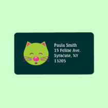 Sleepy Green Cat labels