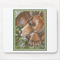 Sleepy Grizzly Bear mousepads