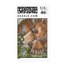 Sleepy Grizzly Bear stamps