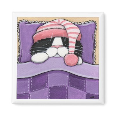 Sleepy Head - Cat Magnet by LisaMarieArt