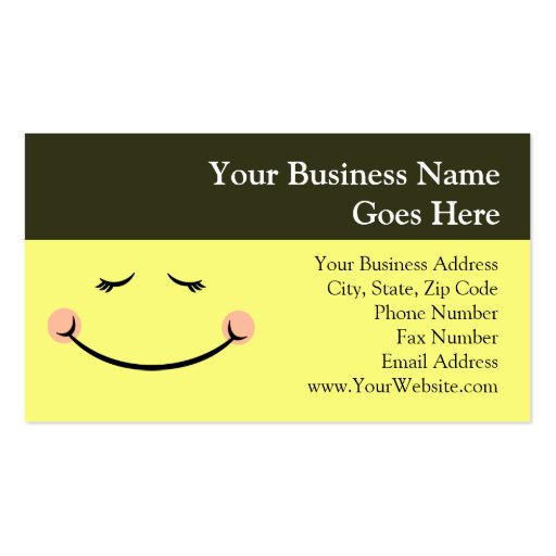 Sleepy Kawaii Happy Face Business Cards (front side)