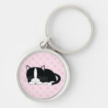 Sleepy Kitty {Tuxedo} Keychains
