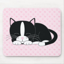 Sleepy Kitty {Tuxedo} Mouse Pads