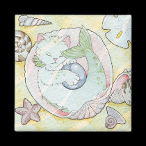 Sleepy mercat square magnet