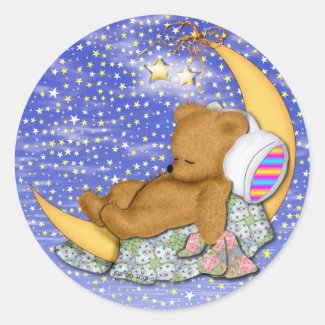 Sleepy Moon Bear Round Sticker