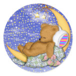 Sleepy Moon Bear Round Sticker