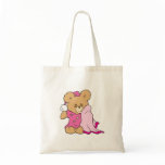 sleepy nighttime night girl teddy bear design tote bags