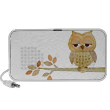 Sleepy Owl in Tree Doodle iPhone Speakers