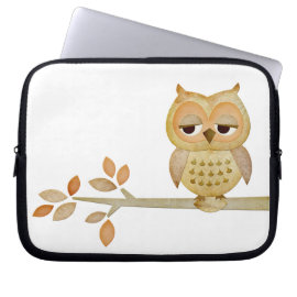 Sleepy Owl in Tree Electronics Bag Laptop Sleeves