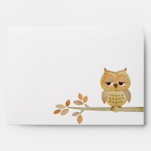 Sleepy Owl in Tree Envelope
