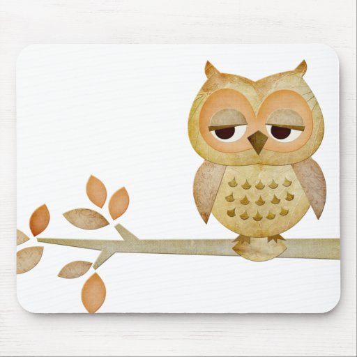 Sleepy Owl in Tree Mousepad