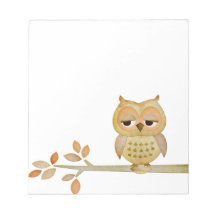 Sleepy Owl in Tree Notepad