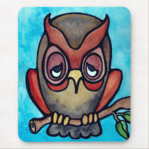 Sleepy Owl Mousepad mousepads