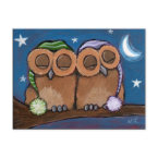 Sleepy Owls Postcard postcard