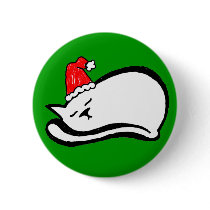 Sleepy Santa Cat Button (customizable)