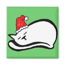 Sleepy Santa Cat Magnet (customizable)