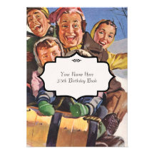 Sleigh Christmas Snow Fun Custom Invitation