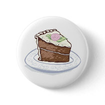 Slice of Chocolate Cake with Pink Rose Accent