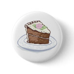 Slice of Chocolate Cake with Pink Rose Accent