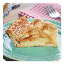 Slice of fresh baked apple pie on plate stickers