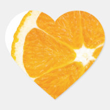 Slice Of Orange Heart Stickers