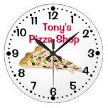 Slice of Pizza Custom Name Shop Kitchen Clock