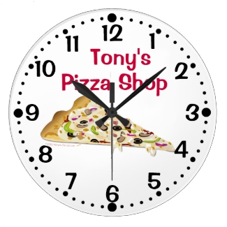 Slice of Pizza Custom Name Shop Kitchen Clock