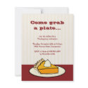 Slice of pumpkin pie on plate Thanksgiving dinner invitation