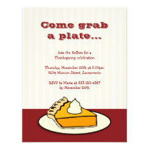 Slice of pumpkin pie on plate Thanksgiving dinner Personalized Invitations