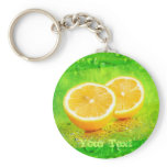 Sliced Lemon and Water Drops Keychain