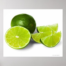Sliced lime wedge, on white background, cut out print